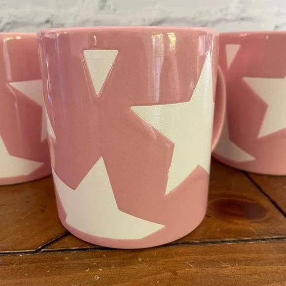 Vintage Waechtersbach W. Germany Pink Star Mugs Set of 4 - Picture 4 of 8